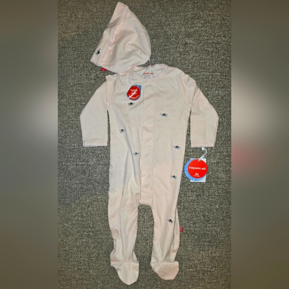 MAGNETIC ME Pink w/elephants Footies Onsie with Footies
